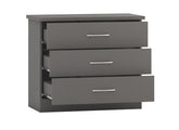 Nevada Full Grey Three Drawer Chest - open